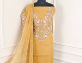 Organza Yellow Unstitched Suit